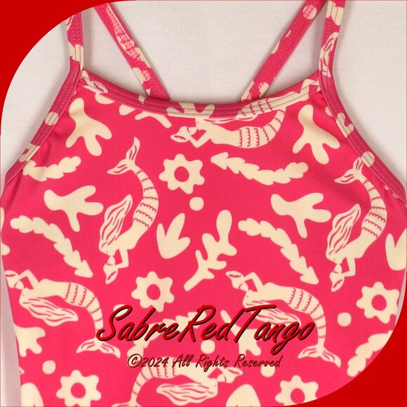 NWT Hanna Andersson Sunblock 1PC Swimsuit Merry Mermaids Pink Print 150 12 - Picture 2 of 5